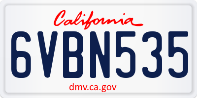 CA license plate 6VBN535