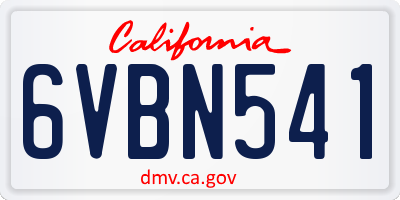 CA license plate 6VBN541