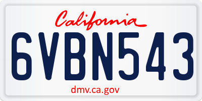 CA license plate 6VBN543