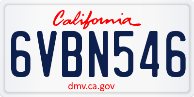CA license plate 6VBN546