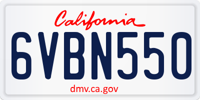 CA license plate 6VBN550