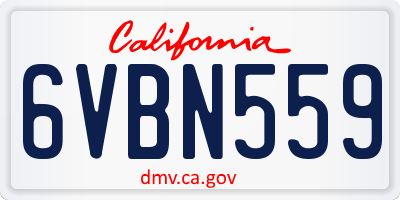 CA license plate 6VBN559