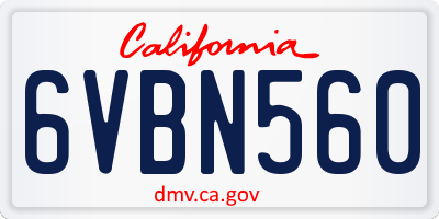 CA license plate 6VBN560