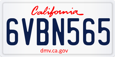 CA license plate 6VBN565
