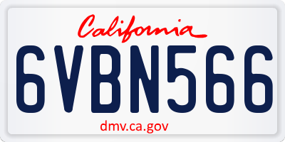 CA license plate 6VBN566