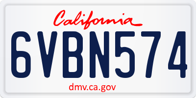 CA license plate 6VBN574