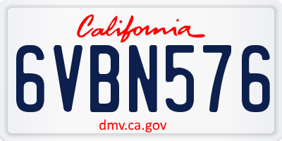 CA license plate 6VBN576