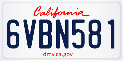 CA license plate 6VBN581