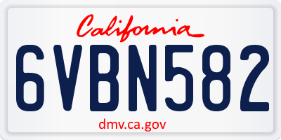 CA license plate 6VBN582