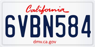 CA license plate 6VBN584