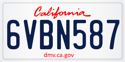 CA license plate 6VBN587
