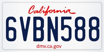 CA license plate 6VBN588