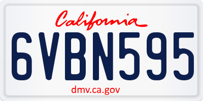 CA license plate 6VBN595
