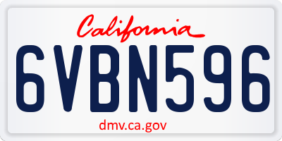 CA license plate 6VBN596