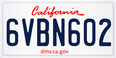 CA license plate 6VBN602