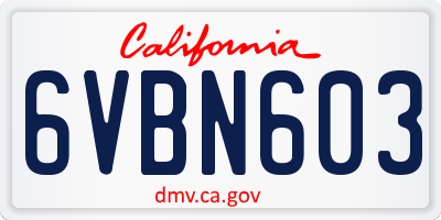 CA license plate 6VBN603