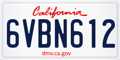 CA license plate 6VBN612