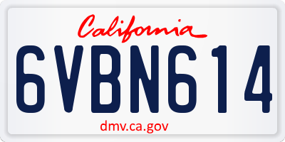 CA license plate 6VBN614