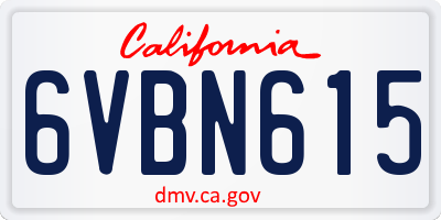 CA license plate 6VBN615