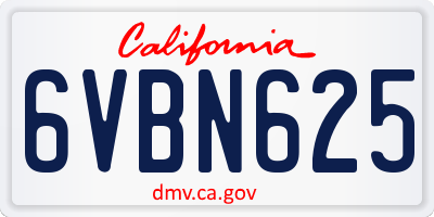 CA license plate 6VBN625