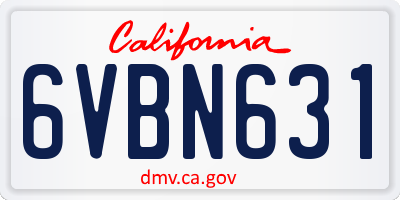 CA license plate 6VBN631