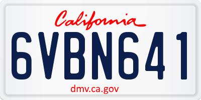 CA license plate 6VBN641