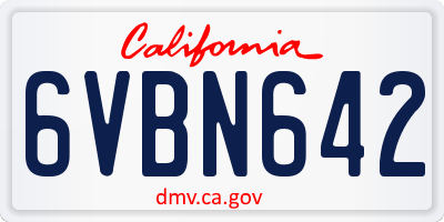 CA license plate 6VBN642