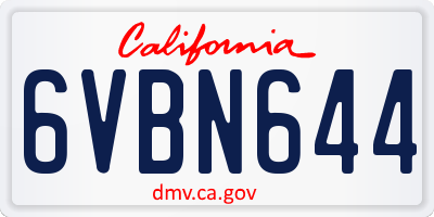 CA license plate 6VBN644
