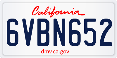 CA license plate 6VBN652