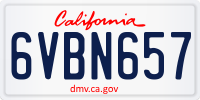 CA license plate 6VBN657