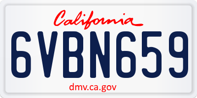 CA license plate 6VBN659