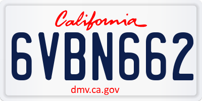 CA license plate 6VBN662