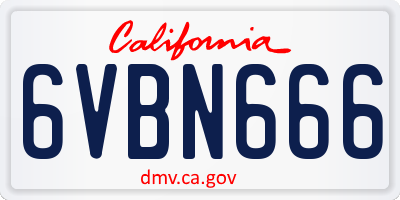 CA license plate 6VBN666