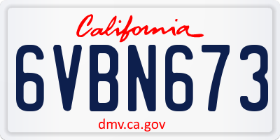 CA license plate 6VBN673