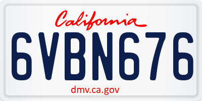 CA license plate 6VBN676