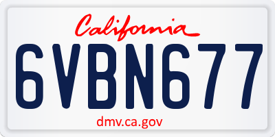 CA license plate 6VBN677