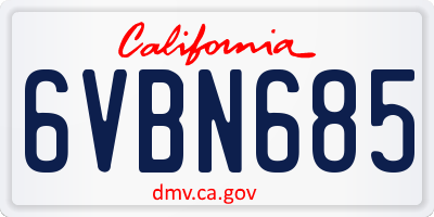 CA license plate 6VBN685