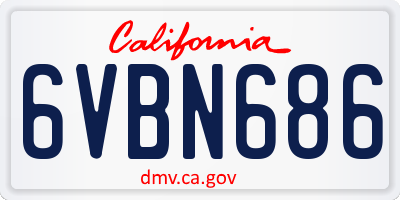 CA license plate 6VBN686