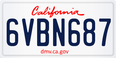 CA license plate 6VBN687