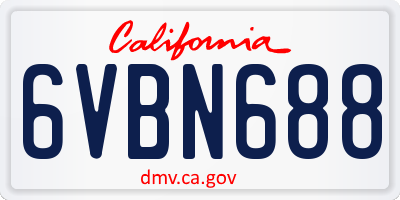 CA license plate 6VBN688