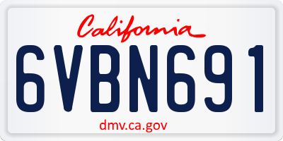 CA license plate 6VBN691