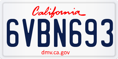 CA license plate 6VBN693