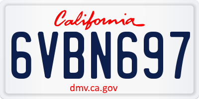 CA license plate 6VBN697