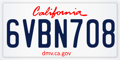 CA license plate 6VBN708