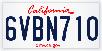 CA license plate 6VBN710