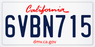 CA license plate 6VBN715