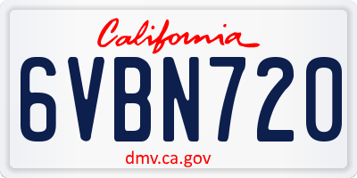 CA license plate 6VBN720
