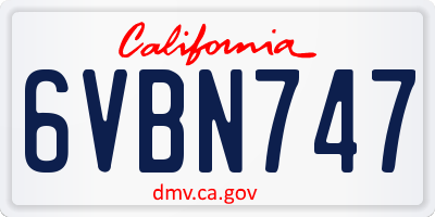 CA license plate 6VBN747