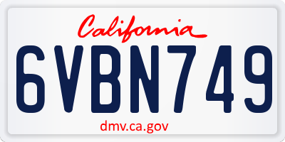 CA license plate 6VBN749