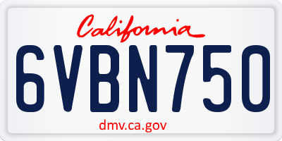 CA license plate 6VBN750